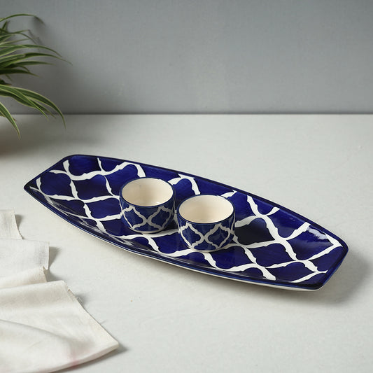 Ceramic Platter with Two Dip Bowls