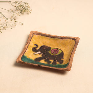  Yellow Copper Hand-Hammered Enamel Work Tray 