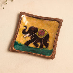  Yellow Copper Hand-Hammered Enamel Work Tray 