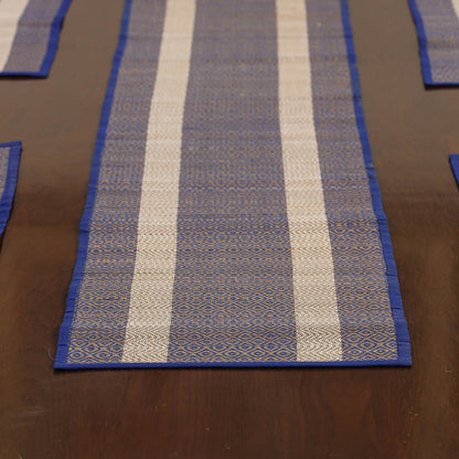 Madur Grass Handwoven Dining Table Runner with Mat Set of 7