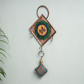  Copper Hand-Hammered Enamel Work Key Holder 