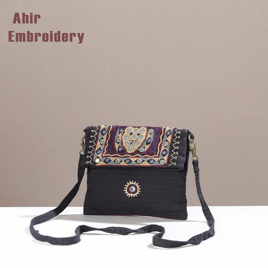 Purple - Kutch Ahir Hand Embroidery Sling Bag