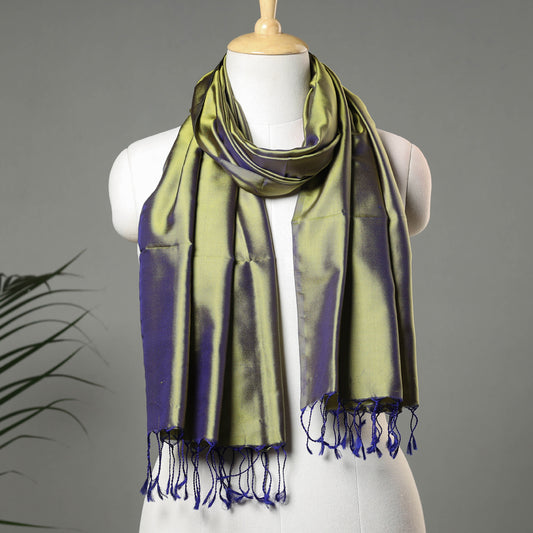 Green - Traditional Maheshwari Silk Handloom Stole with Tassels