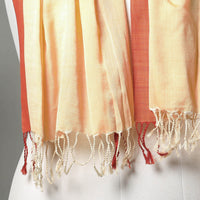 Orange - Traditional Maheshwari Cotton Handloom Stole with Tassels