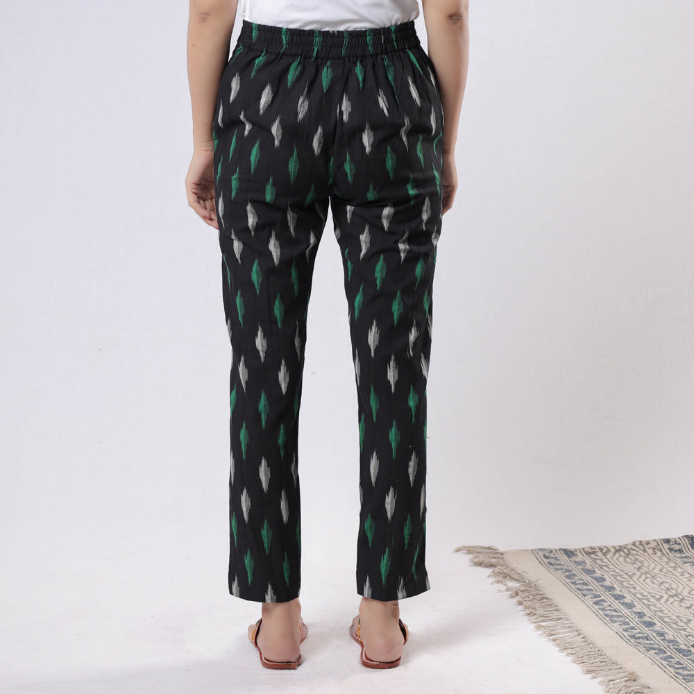 Black - Pochampally Ikat Cotton Tapered Casual Pant for Women