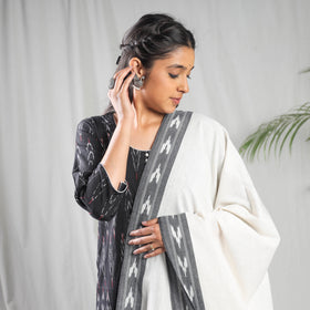  Pochampally Ikat Weave Cotton Kurta with Palazzo & Dupatta Set 