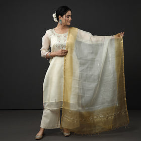 Buy Kota Doria Pure Silk Kurta with Palazzo & Dupatta Set Online at iTokri.com