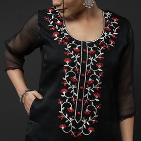 Buy Kota Doria Embroidery Silk Kurta with Palazzo & Dupatta Set Online at iTokri.com