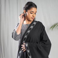 Grey - Pochampally Ikat Weave Cotton Kurta with Palazzo & Dupatta Set