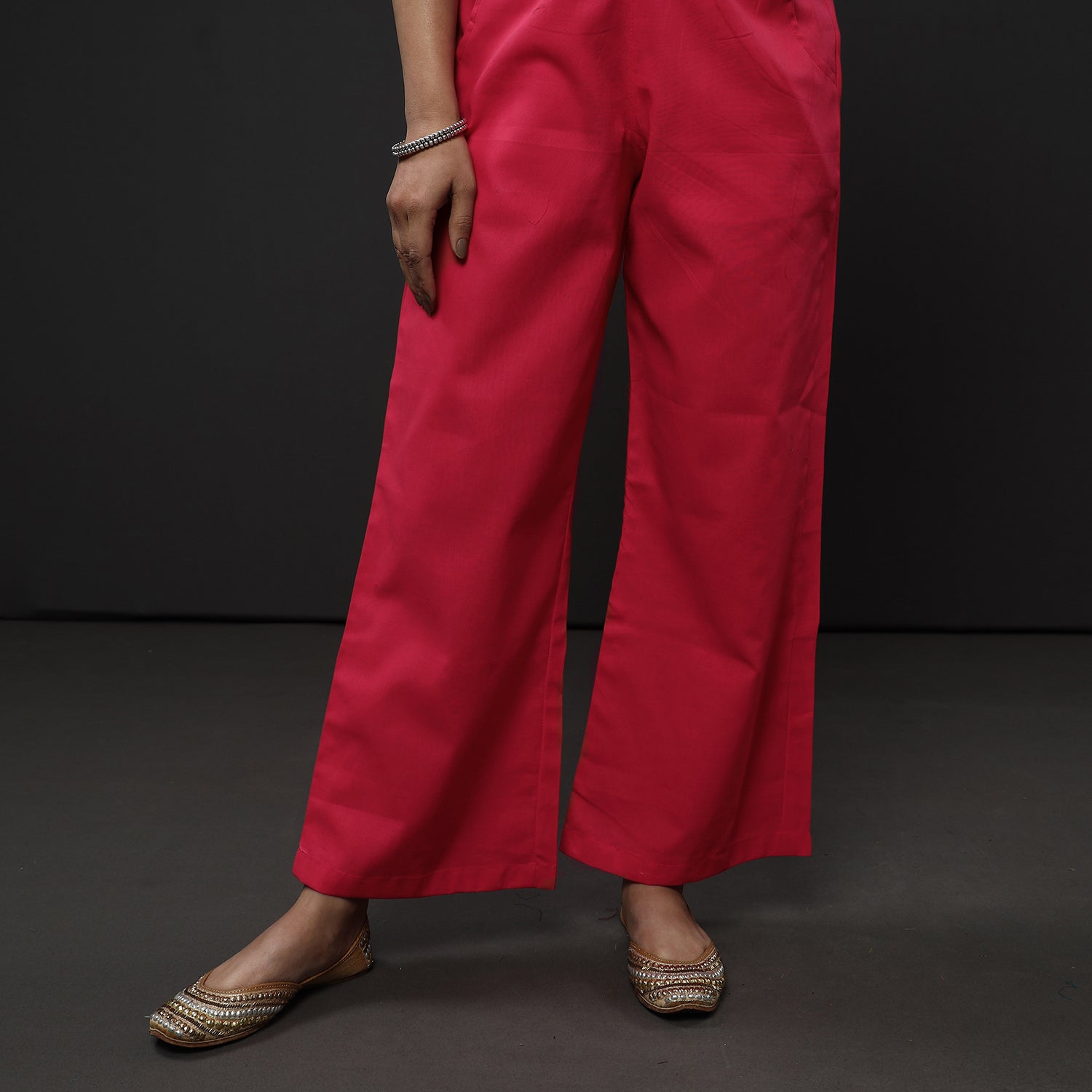  Kota Doria Embroidery Silk Kurta with Palazzo & Dupatta Set 