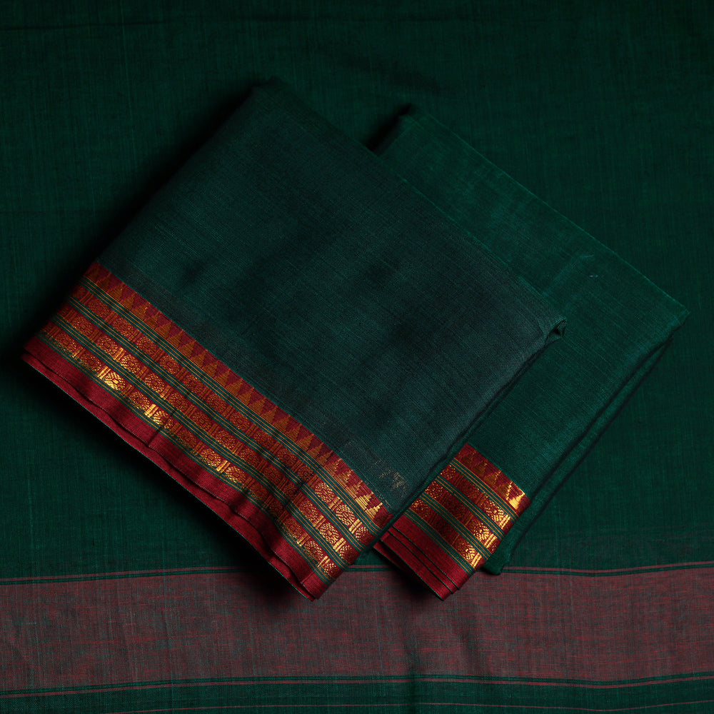 Green - 3pc Traditional Cotton Dharwad Dress Material 03