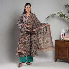 Maroon - kalamkari printing cotton kurta with palazzo &