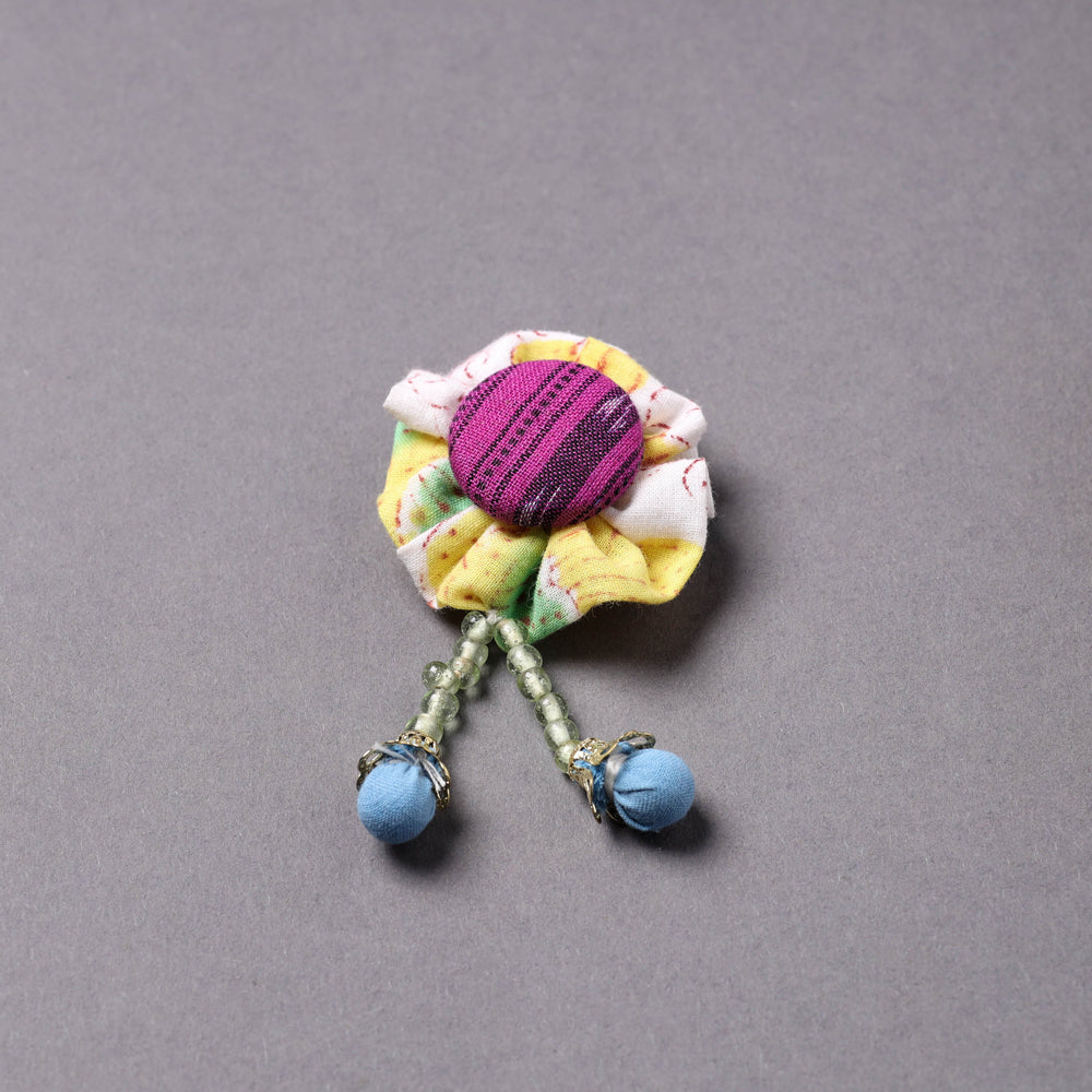 Handmade Beadwork Flower Brooch/Saree Pin