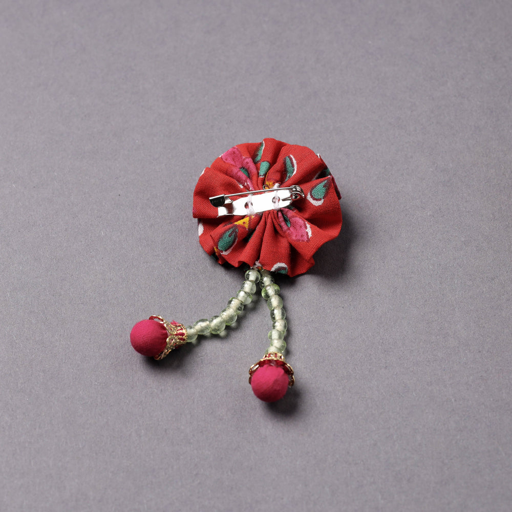 Handmade Beadwork Flower Brooch/Saree Pin