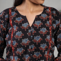 Black Indigo Ajrakh Block Printing Cotton Kurta with Palazzo Set