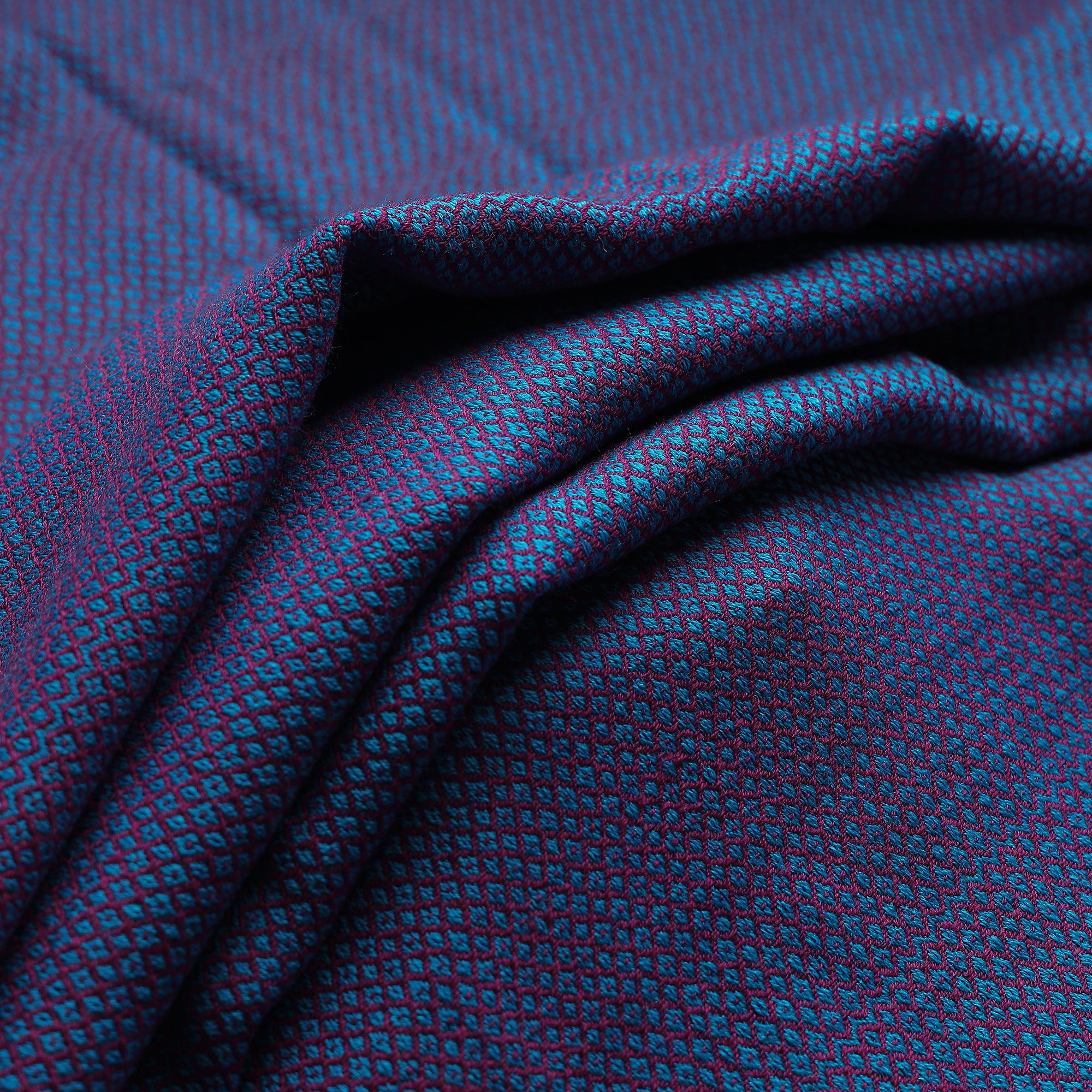 Blue - Kumaun Handwoven Pure Merino Woolen Fabric