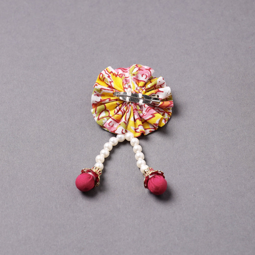 Handmade Beadwork Flower Brooch/Saree Pin