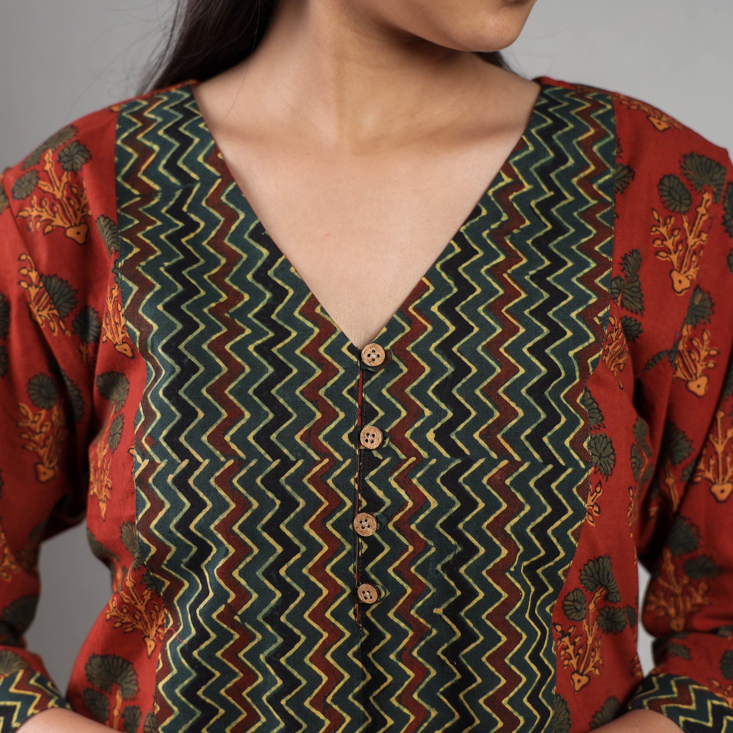 Ajrakh Cotton Kurta with Palazzo Set