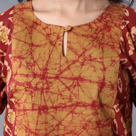  Hand Batik Printing Cotton Kurta with Palazzo & Dupatta Set 