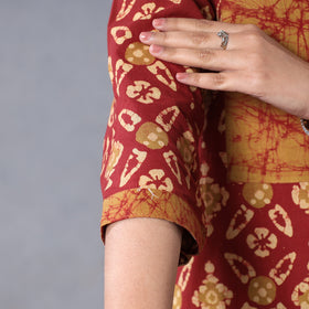  Hand Batik Printing Cotton Kurta with Palazzo & Dupatta Set 