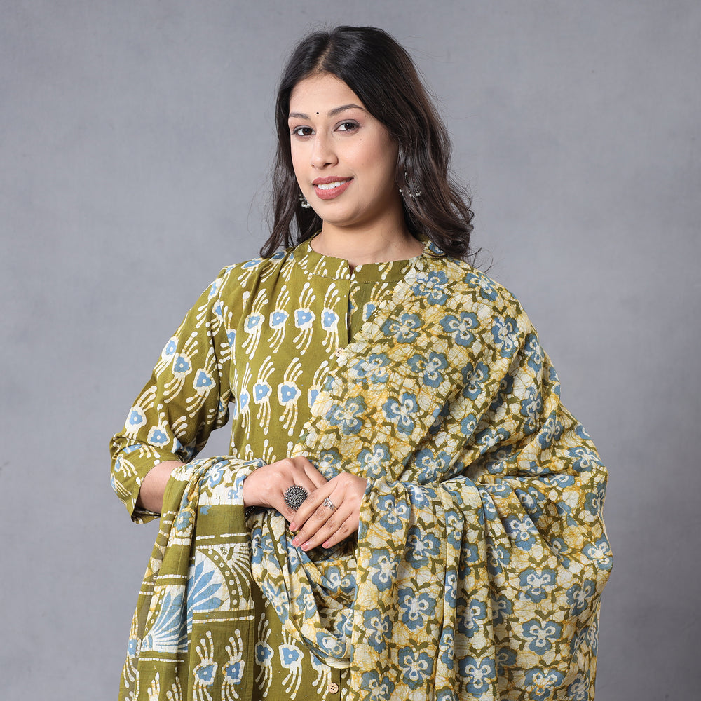 Batik Kurta with Palazzo & Dupatta Set