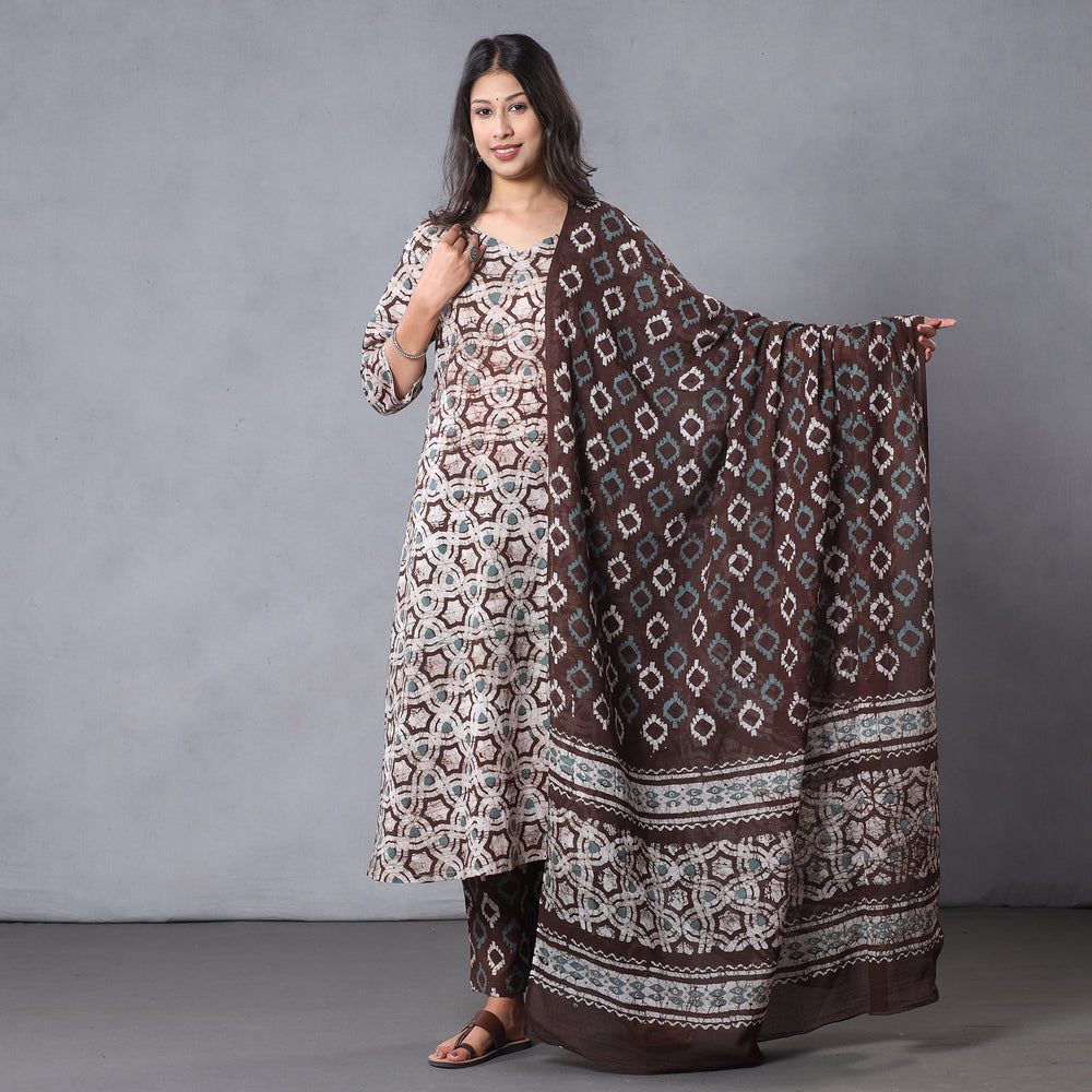 Batik Kurta with Palazzo & Dupatta Set
