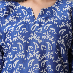 Blue - Batik Printing Chanderi Silk Kurta Suit Sets