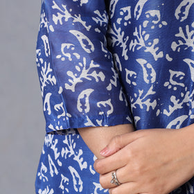 Blue - Batik Printing Chanderi Silk Kurta Suit Sets