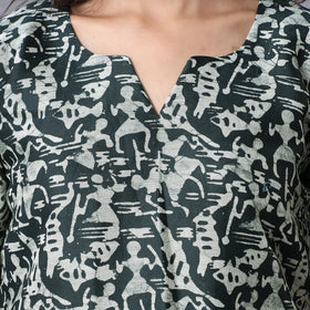 Green - Hand Batik Printing Chanderi Silk Kurta Suit Sets