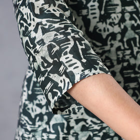 Green - Hand Batik Printing Chanderi Silk Kurta Suit Sets