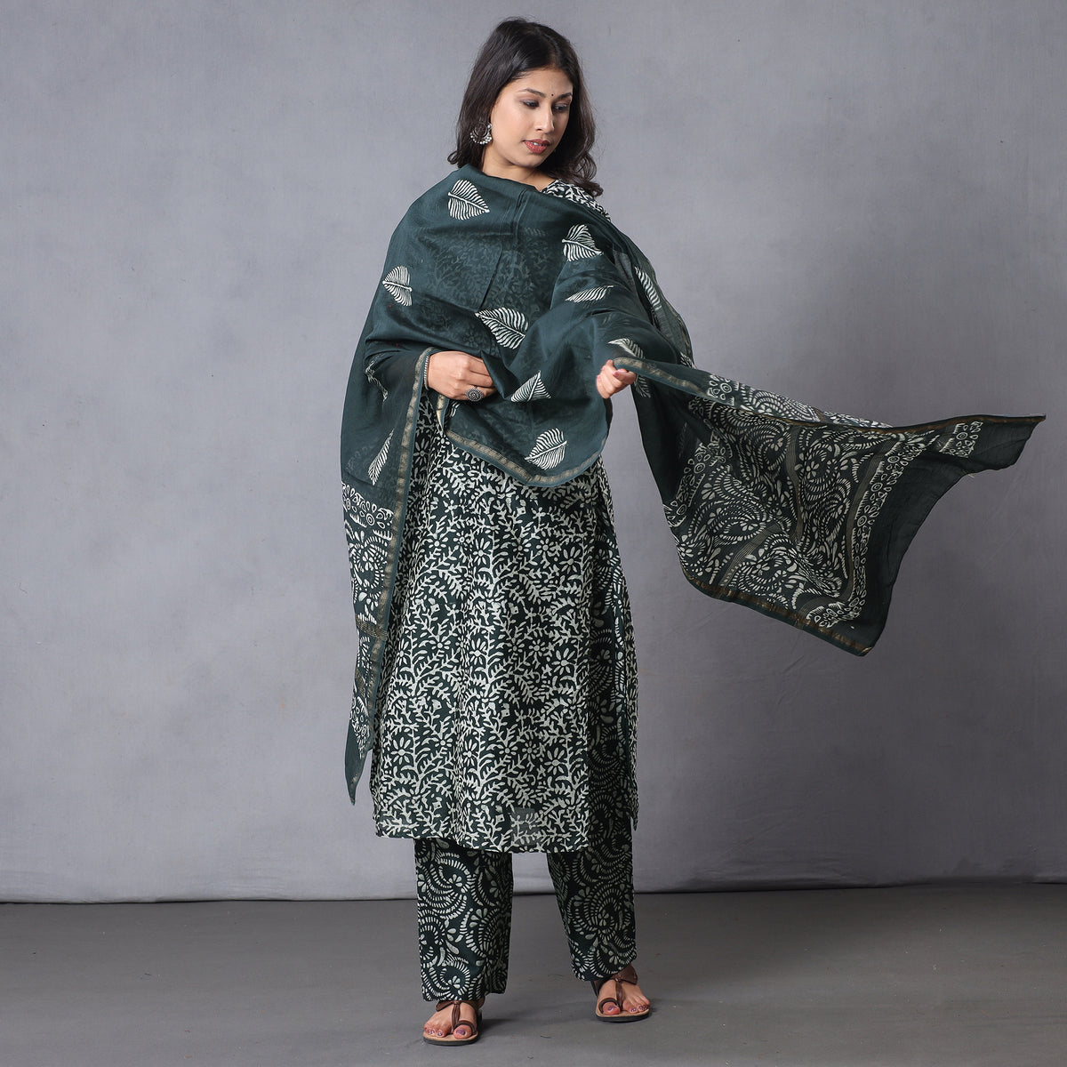 Batik Kurta with Palazzo & Dupatta Set