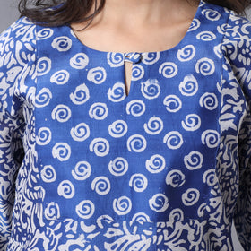 Blue - Hand Batik Printing Chanderi Silk Kurta Suit Sets