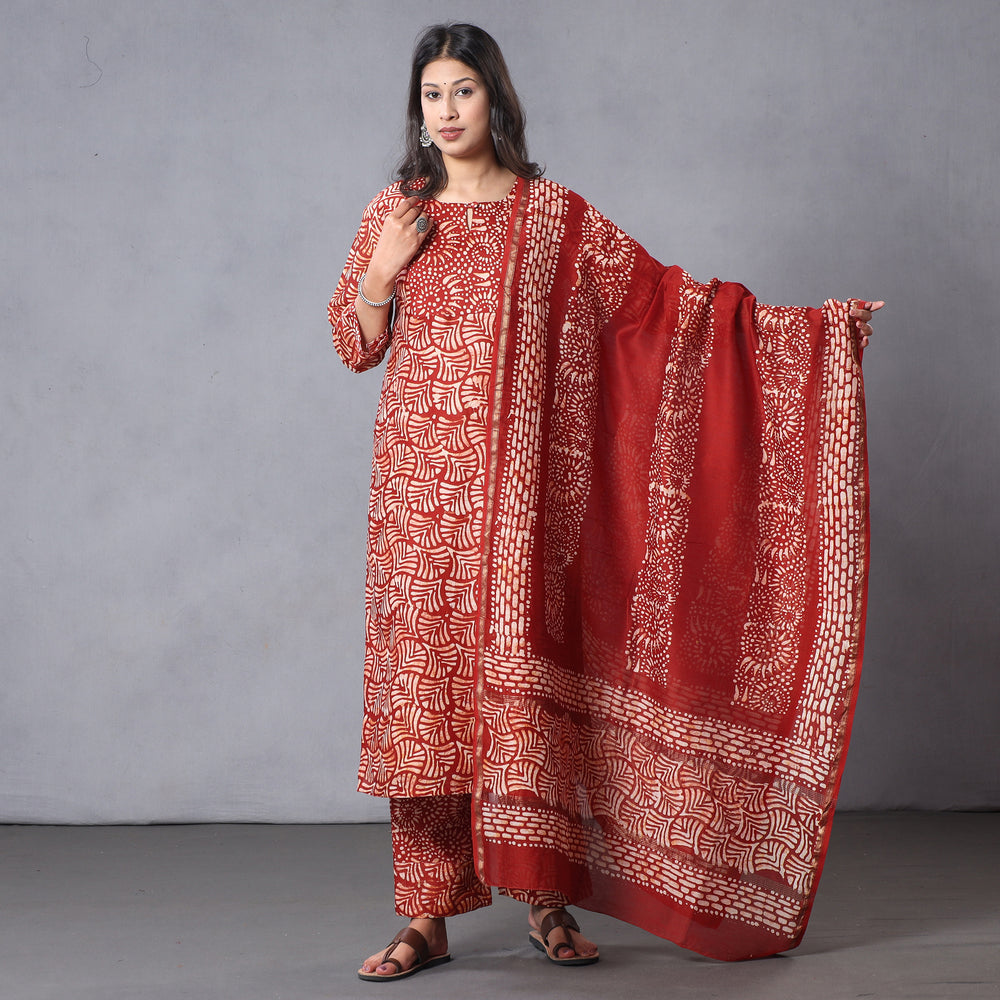 Batik Kurta with Palazzo & Dupatta Set