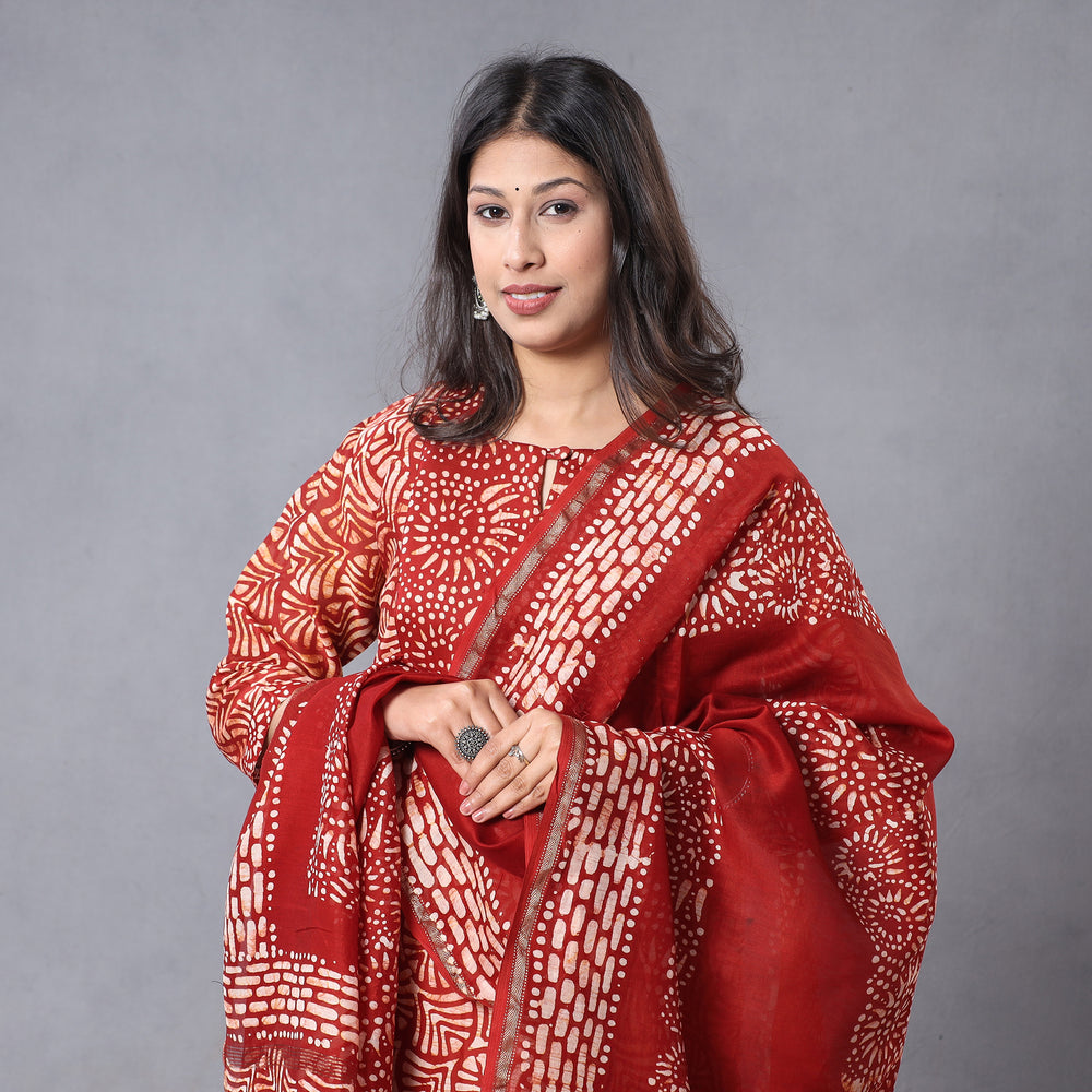 Batik Kurta with Palazzo & Dupatta Set