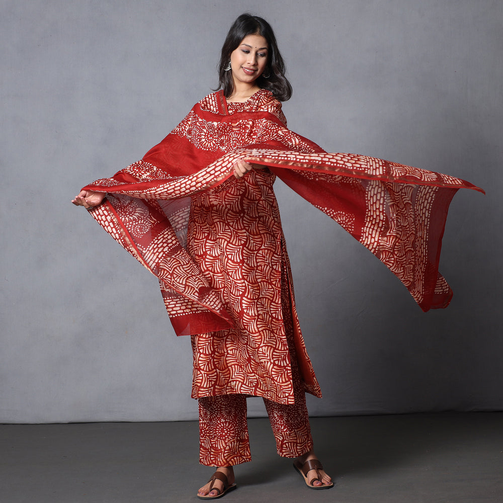 Batik Kurta with Palazzo & Dupatta Set