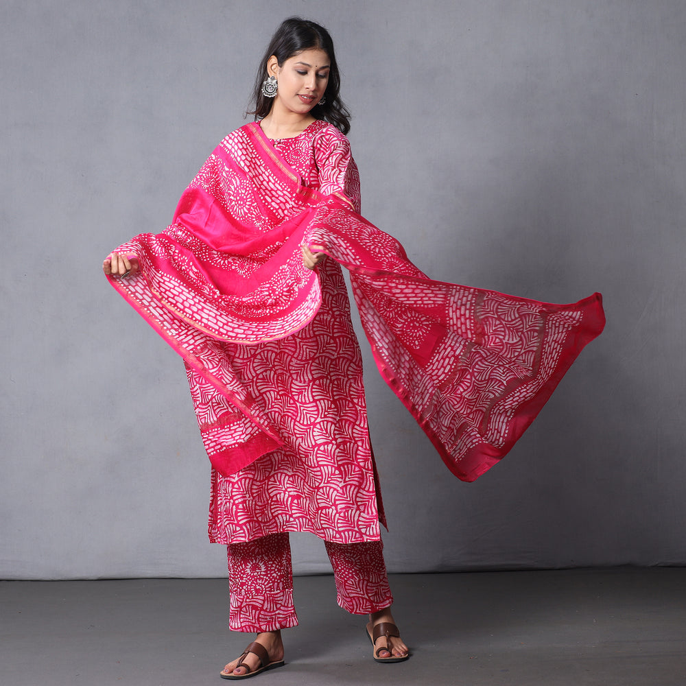 Batik Kurta with Palazzo & Dupatta Set
