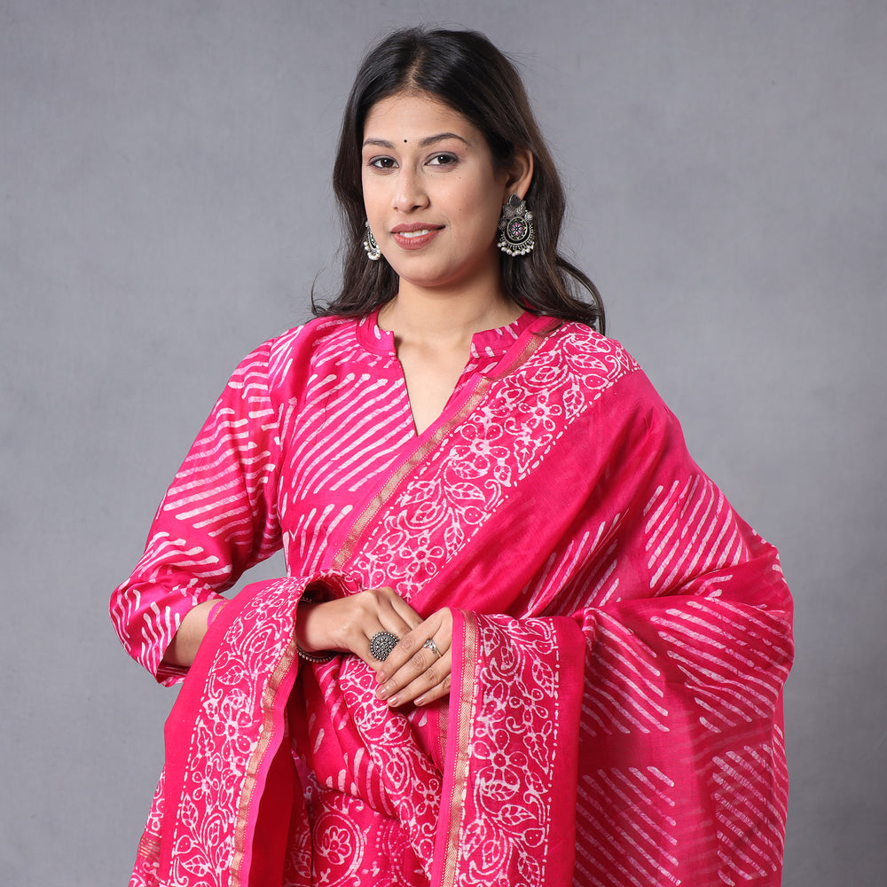 Batik Kurta with Palazzo & Dupatta Set
