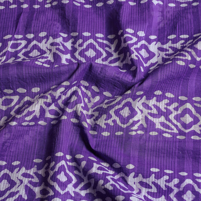 Purple - Hand Batik Printed Cotton Saree with Blouse Piece 11