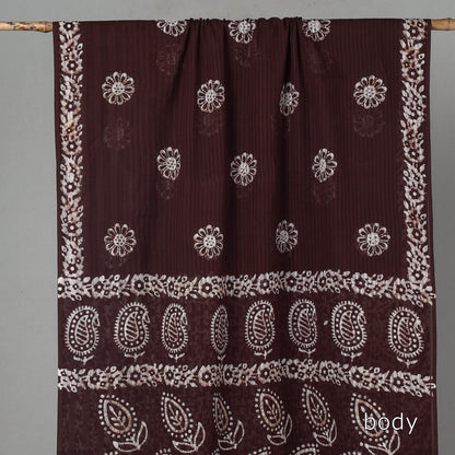 Brown - Hand Batik Printed Cotton Saree with Blouse Piece 09