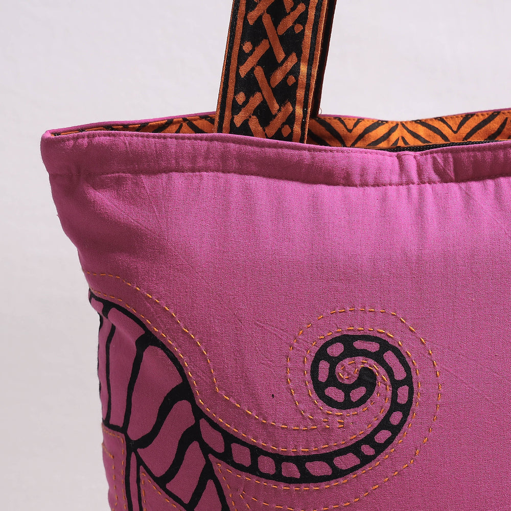 kantha block print shoulder bag