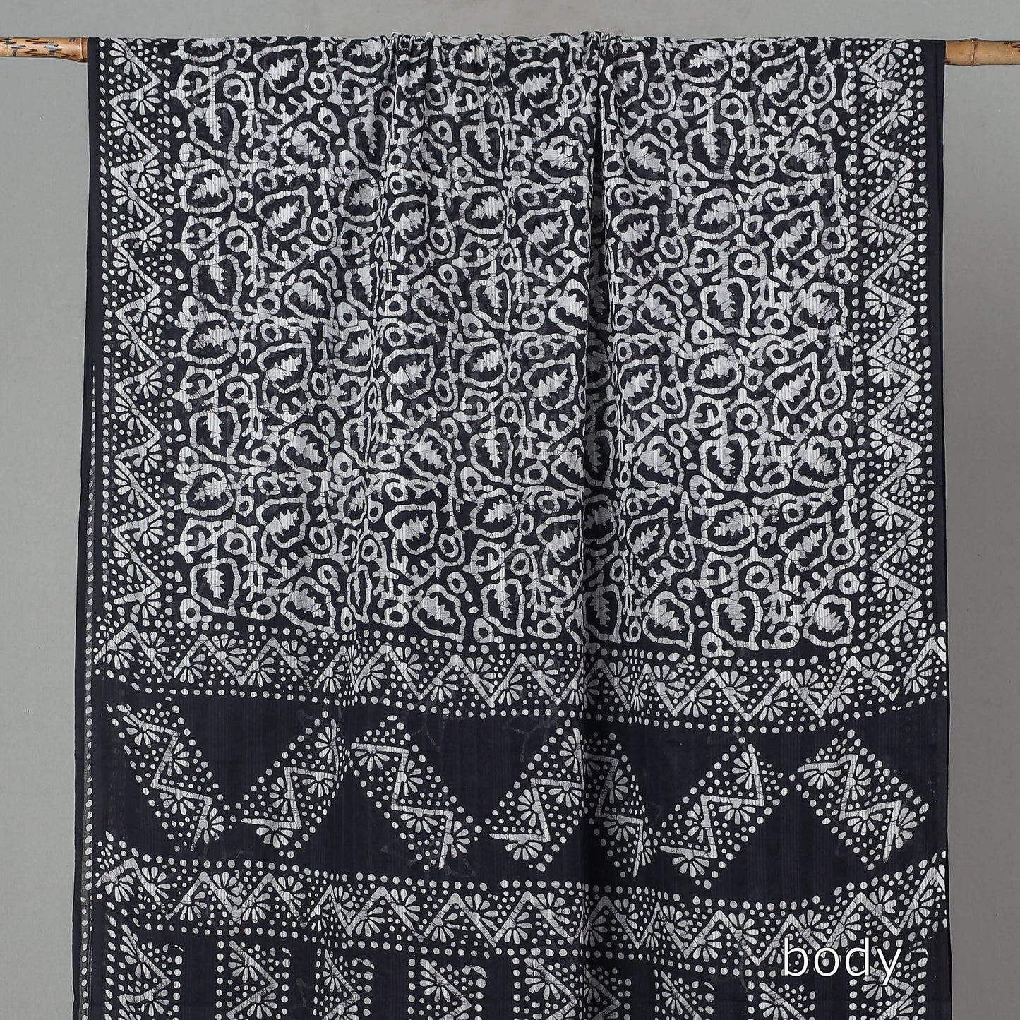 Black - Hand Batik Printed Cotton Saree with Blouse Piece 64
