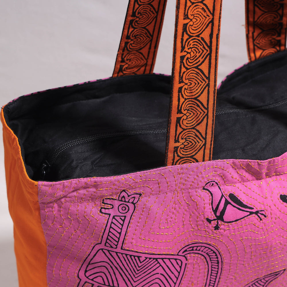 kanth block print shoulder bag