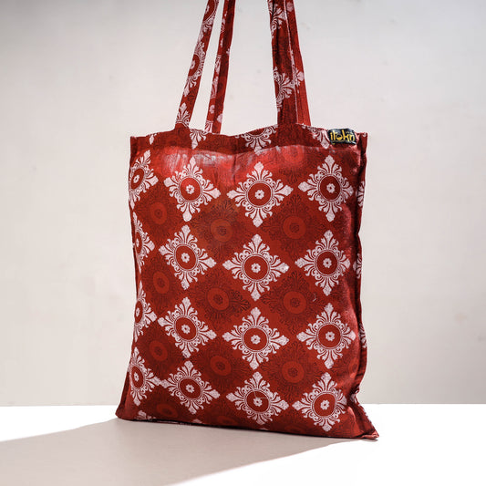 Orange - Hand Block Printing Cotton Jhola Bag