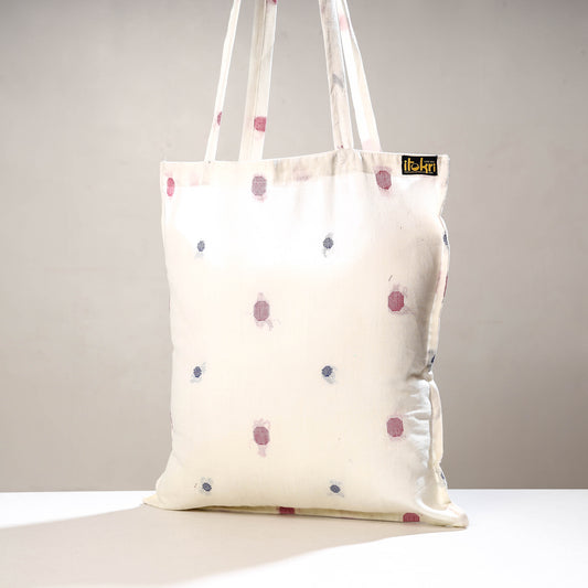 White - Jacquard Cotton Jhola Bag