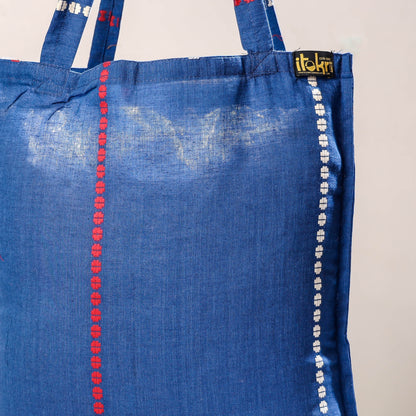 Blue - Jacquard Cotton Jhola Bag