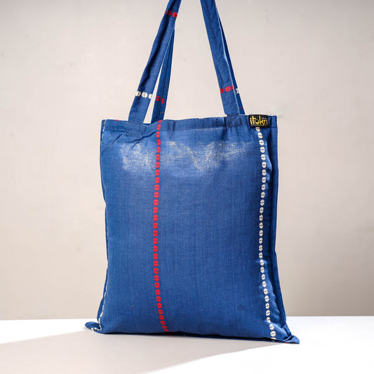 Blue - Jacquard Cotton Jhola Bag