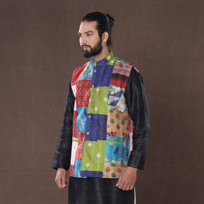 patchwork nehru jacket