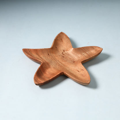 Star - Hand Carved Natural Neem Wooden Tray (7 x 8 in)