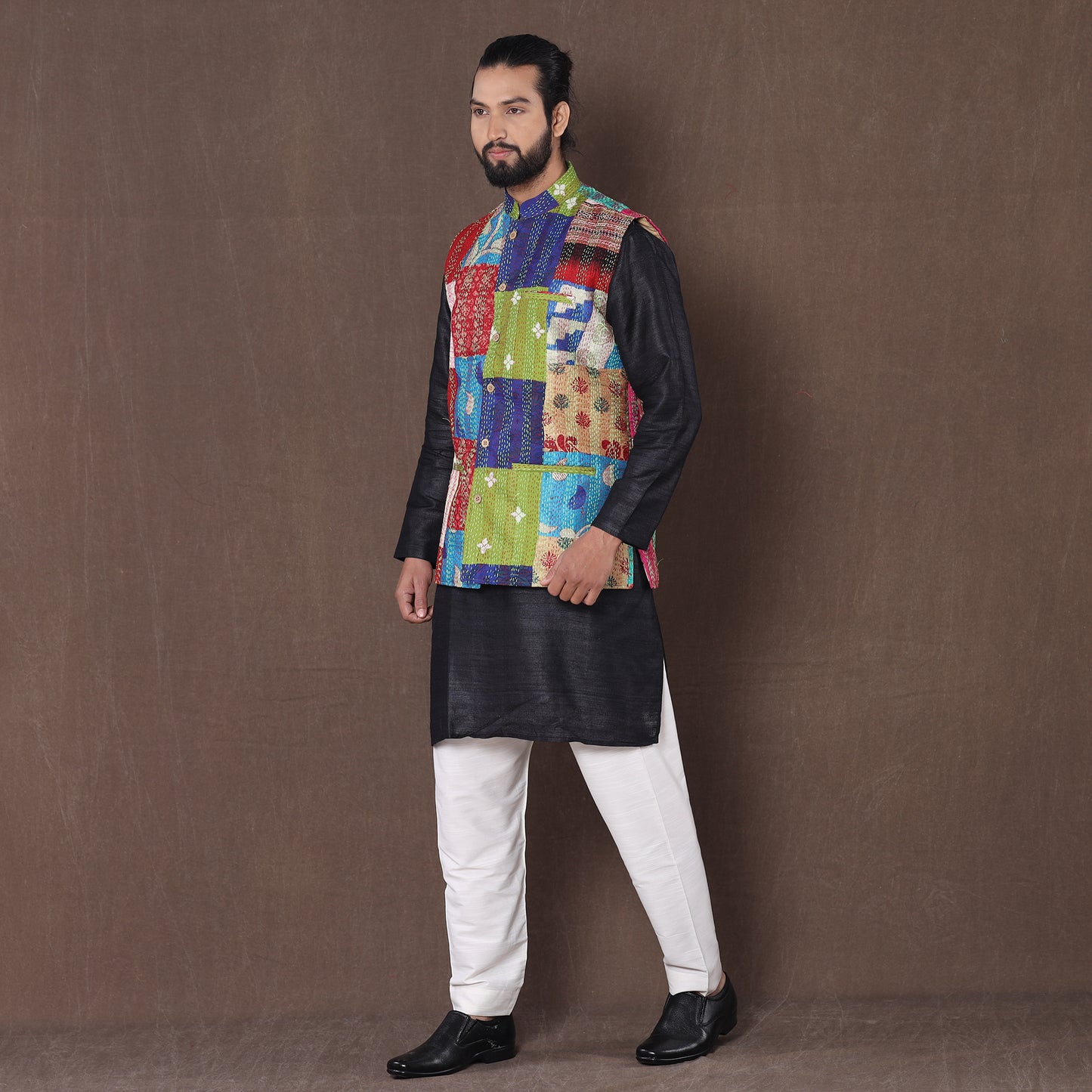 patchwork nehru jacket