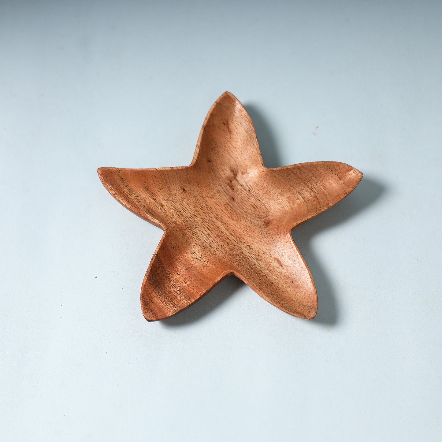 Star - Hand Carved Natural Neem Wooden Tray (7 x 8 in)